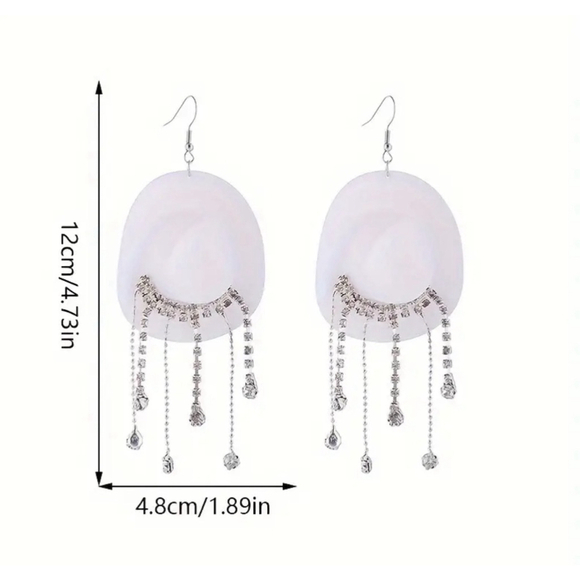 Brown Cowboy Hat with Rhinestone Dangle Earrings - Picture 3 of 3